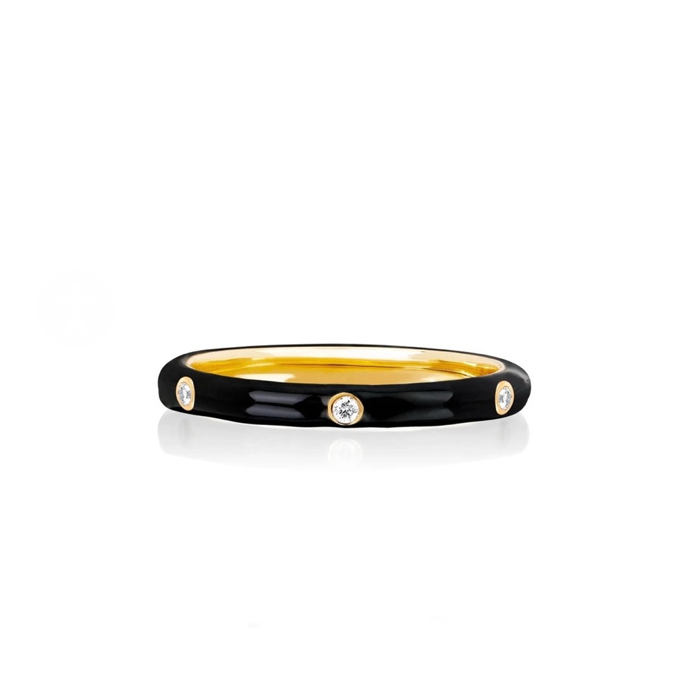 EF Collection 3 Diamond & Black Enamel Stack Ring
